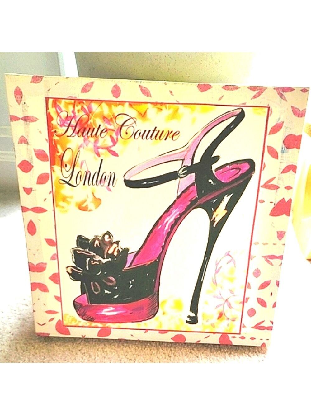 Fashion Haute Couture London Shoe Stiletto Decor Canvas Painting 12" x 12"